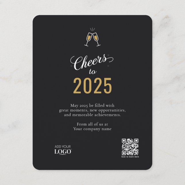 Cheers to 2025 Business Logo Corporate Calendar Holiday Card (Back)