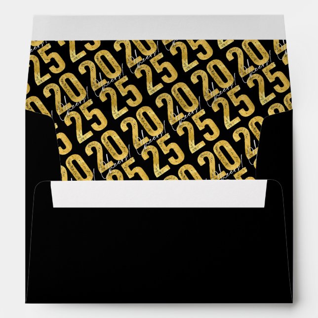 Cheers To 2025 Gold Typography Modern New Year Envelope (Back (Bottom))