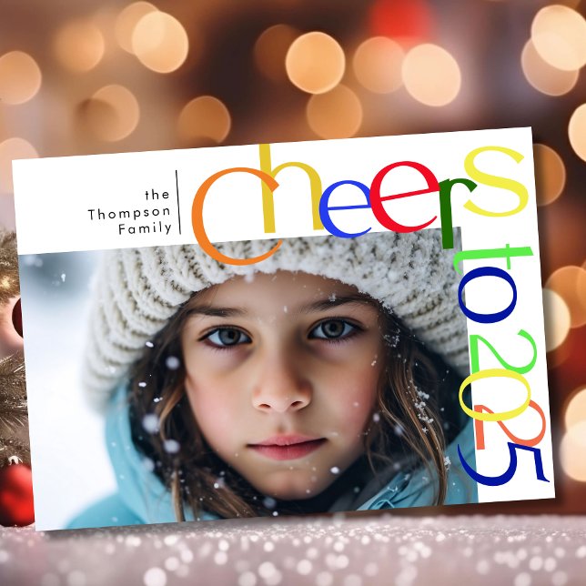 Cheers to 2025 year playful photo holiday card (Creator Uploaded)