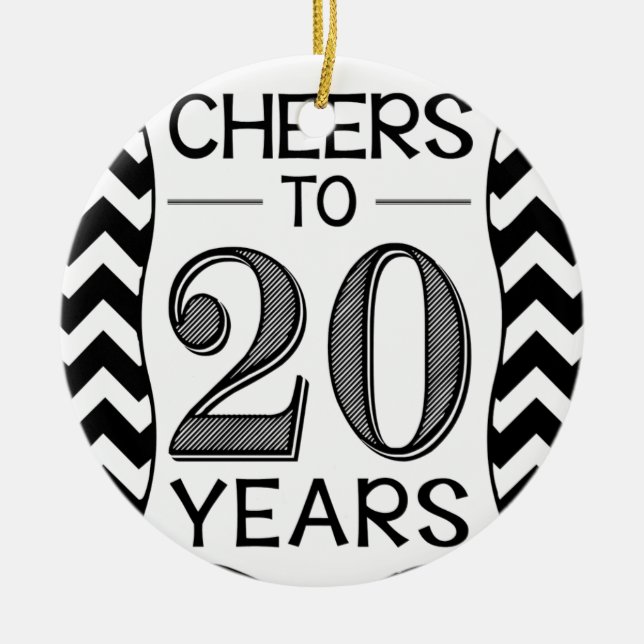 Cheers to 20 Years Ceramic Tree Decoration (Front)