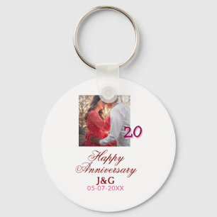 Cheers to 20 Years happy anniversary add photo dat Key Ring
