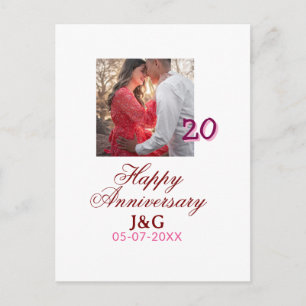 Cheers to 20 Years happy anniversary add photo dat Postcard