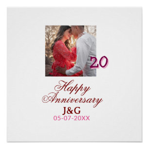 Cheers to 20 Years happy anniversary add photo dat Poster