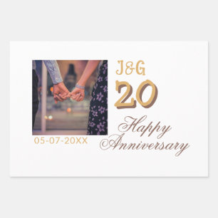 Cheers to 20 Years happy anniversary add photo pas Wrapping Paper Sheet