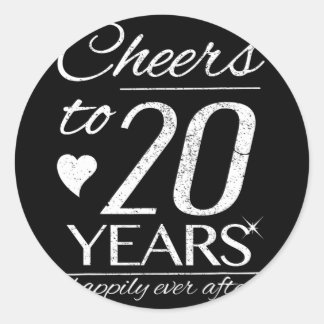 Cheers To 20 Years Married Couples 20th Wedding An Classic Round Sticker