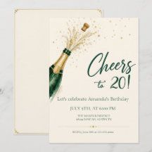 Cheers to 20th Birthday Emerald and Gold