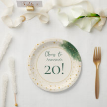 Cheers to 20th Birthday Emerald and Gold