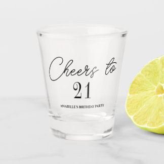 Cheers to 21 birthday party shot glass