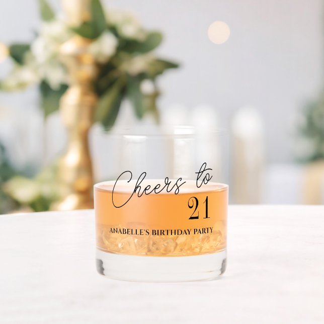 Cheers to 21 birthday party  whiskey glass (Insitu (Wedding))