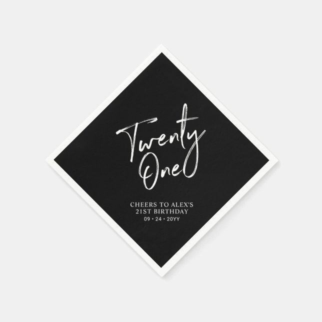 Cheers to 21  | Modern Adult 21st Birthday Party Napkin (Corner)