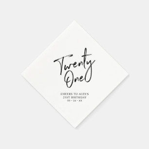 Cheers to 21    Modern Adult 21st Birthday Party Napkin