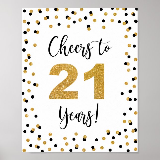 Cheers to 21 Years Anniversary or Birthday Sign (Front)