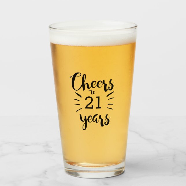 Cheers to 21 Years Birthday Glass (Front Filled)