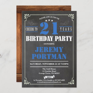 Cheers to 21 years birthday invitation. Retro Invitation