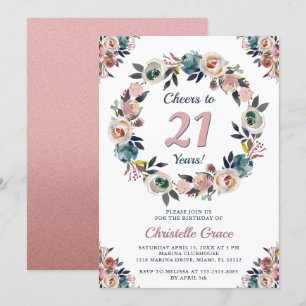Cheers to 21 Years Chic Girl 21st Birthday Party Invitation