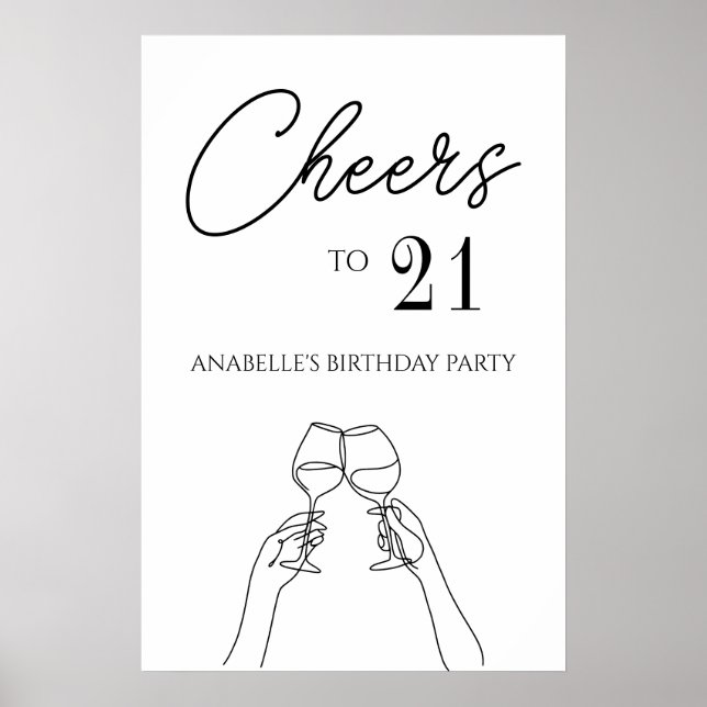 Cheers to 21st birthday party poster (Front)