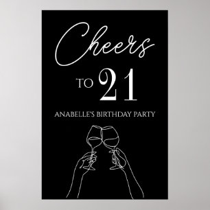 Cheers to 21st birthday party poster