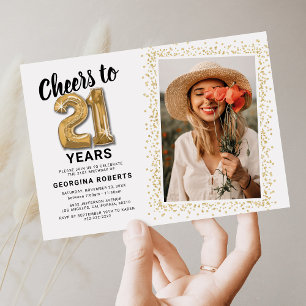 Cheers to 21st Birthday Photo Invitation