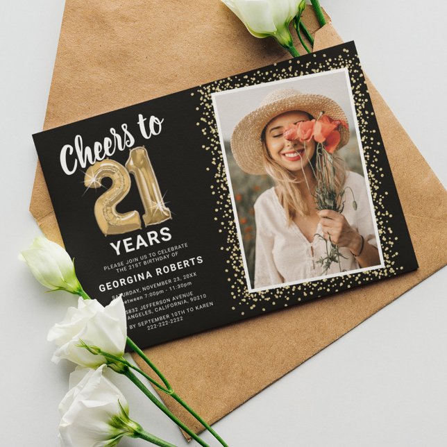 Cheers to 21st Birthday Photo Invitation (Creator Uploaded)