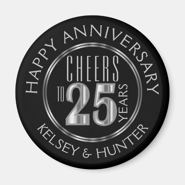 Cheers to 25 Years - Anniversary Magnet (Front)