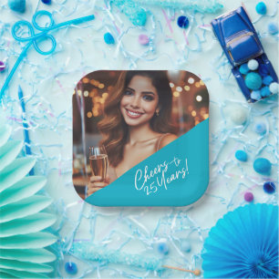 Cheers to 25 Years Birthday Party Celebration Paper Plate