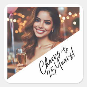Cheers to 25 Years Birthday Party Favours Square Sticker