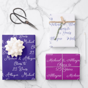Cheers to 25 Years Pink Magenta 25th Anniversary Wrapping Paper Sheet
