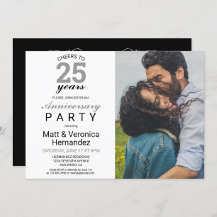 Cheers to 25 Years Silver 25th Anniversary  Invitation