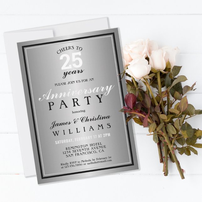 Cheers to 25 Years Silver Wedding Anniversary Invitation (Creator Uploaded)