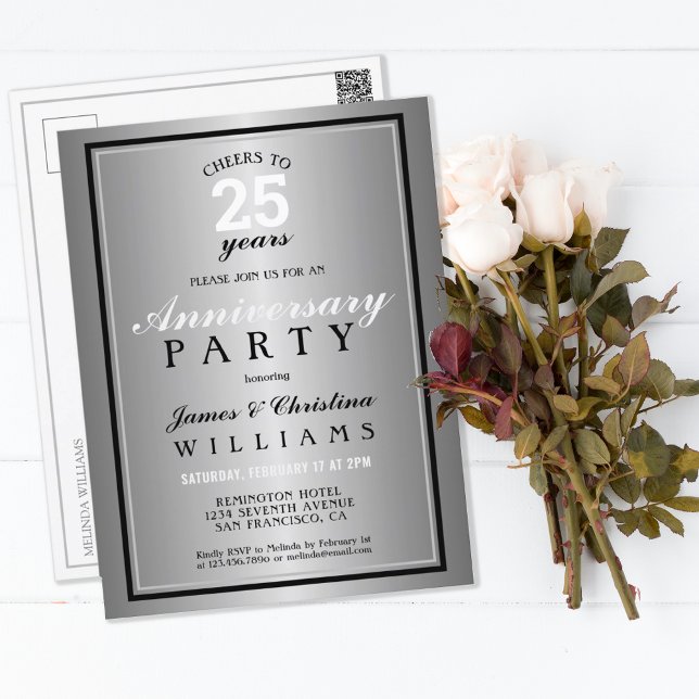 Cheers to 25 Years Silver Wedding Anniversary  Postcard (Creator Uploaded)