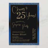 Cheers to 25 Years Surprise Birthday Party Blue