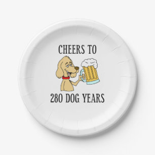 Cheers To 280 Dog Years 40th Birthday Paper Plate