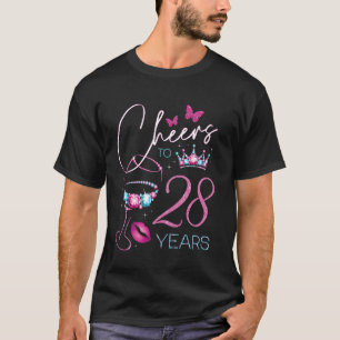 Cheers to 28 Years Old 28th Birthday Party Woman Q T-Shirt