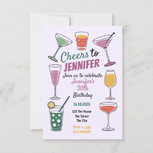 Cheers to 30 Colourful Cocktail-Themed 30th Birthd Invitation