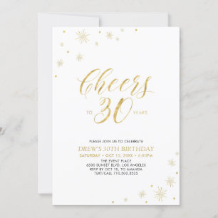 Cheers to 30   Gold Modern 30th Birthday Party Invitation