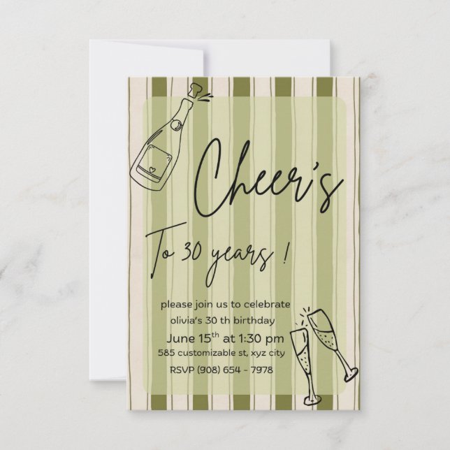 Cheers to 30 invitation (Front)