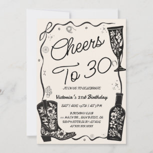 Cheers to 30 Western Birthday Invitation