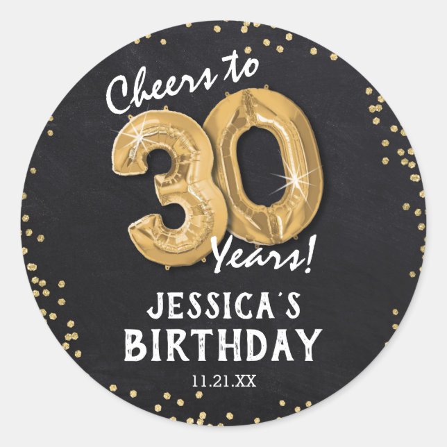 Cheers to 30 Years! 30th Birthday Classic Round Sticker (Front)