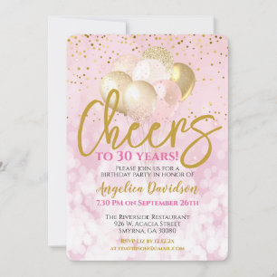 Cheers To 30 Years 30th Birthday Gamorous Invitation