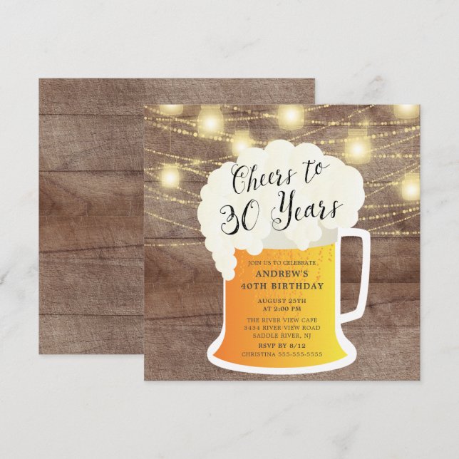 Cheers to 30 Years 30th Birthday Invitation (Front/Back)