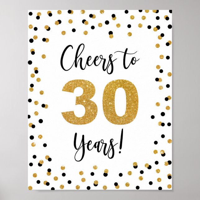 Cheers to 30 Years Anniversary or Birthday Sign (Front)