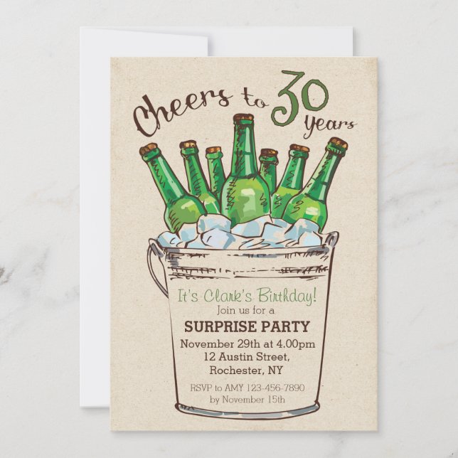 Cheers to 30 years Birthday Invitation (Front)