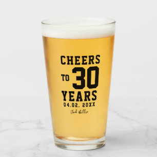 Cheers To 30 Years Black Script Typography  Glass
