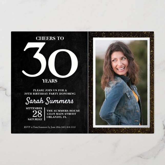 Cheers to 30 Years Black Silver 30th Birthday (Front)