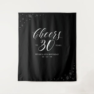 Cheers to 30 years Black & White 30th Birthday Tapestry
