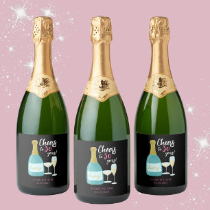 Cheers to 30 years bubbly 30th birthday party sparkling wine label