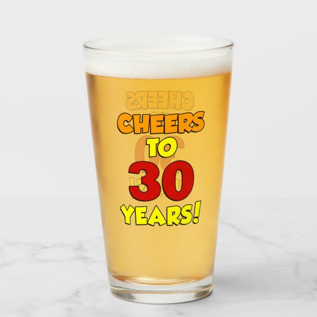 Cheers To 30 Years Colourful Glass (Front Filled)