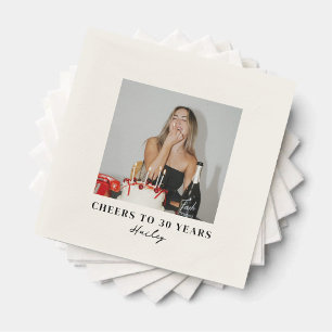 Cheers to 30 Years Custom Photo Birthday Napkin