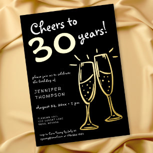 Cheers to 30 Years Gold Champagne Birthday