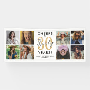 Cheers to 30 Years Gold Photo Birthday Banner